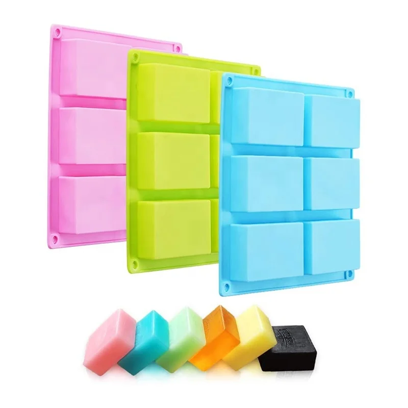 6 Cavity Large Silicone Soap Molds for Homemade Craft-Reusable Non-Stick Soap Making Molds DIY Candle Chocolate Mold Baking Tool