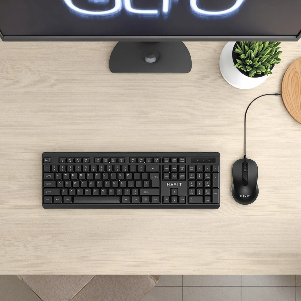 Kb270Cm Havit Oem Office Computer Black Mouse and Keyboard Set Teclado Para Computador Notebook Keyboard Mouse Combos