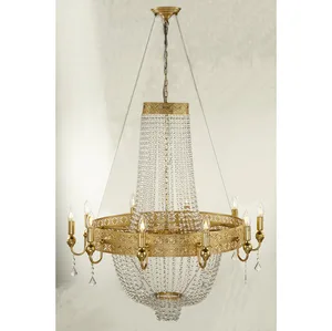 Modern Brass Golden 10 Lights LED Smart Wedding Bedroom Crystal Chandeliers &pendant Lights