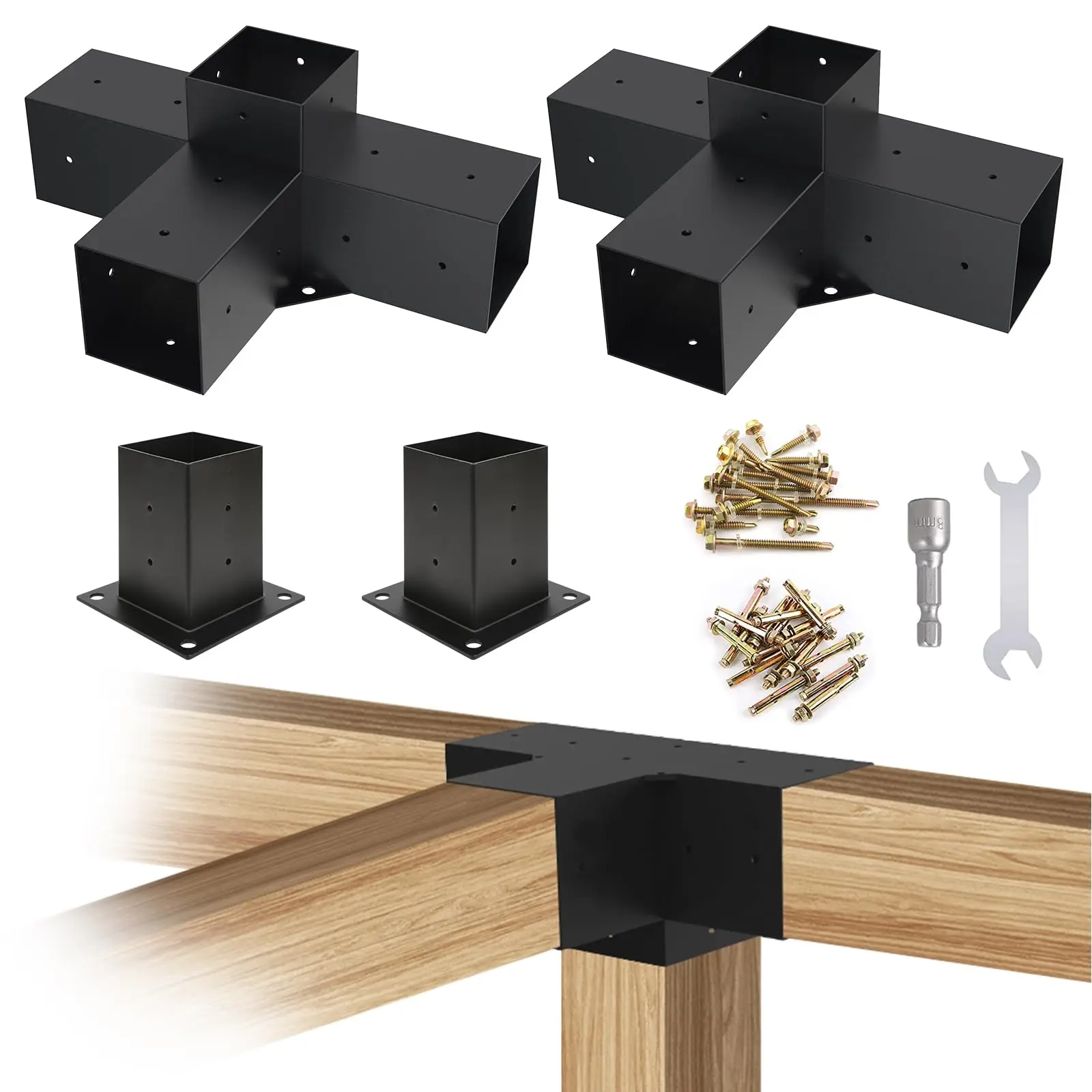 Modern Pergola Bracket Kits Pergola Brackets Kit Corner Extension Black ...