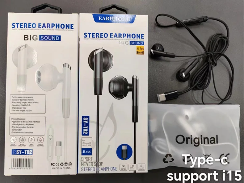 Digital Audio Wired Earphones Type C for Huawei Samsung