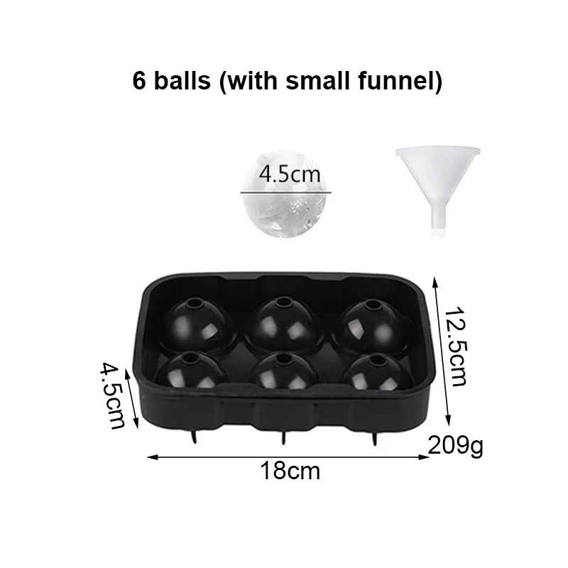 1pc Large 4.5cm Round Ice Cube Mold With Lid, 6 Holes Silicone Whiskey Ice  Ball Mold, Ice Cube Tray, Easy Release, For Cocktails And Whiskey