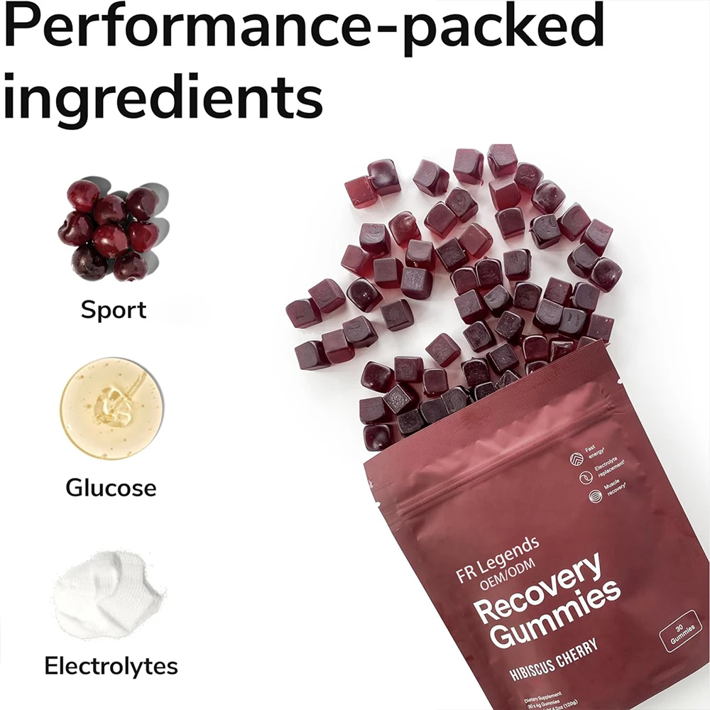 Wholesales Support Muscle Recovery Gummies Fast Energy Supplements Electrolytes Hibiscus Cherry Gummy Candy
