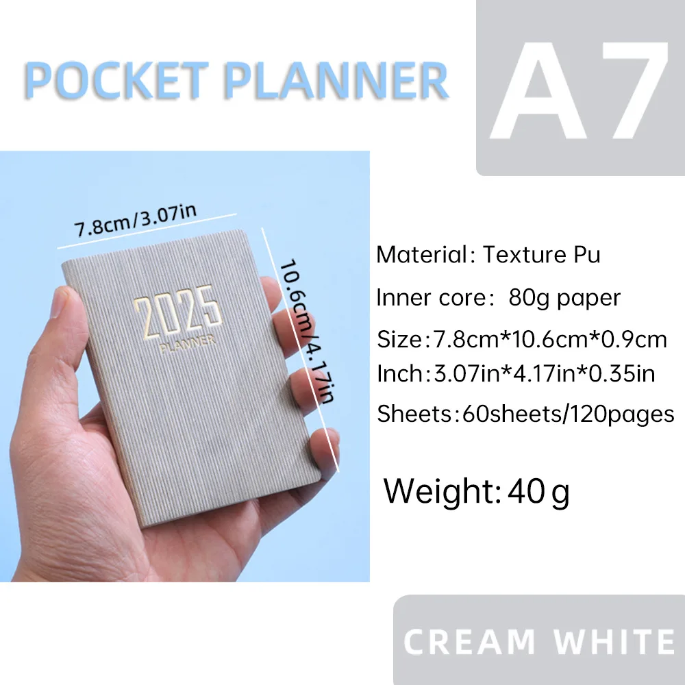 2025 English Schedule Book Customized logo A7 Size Daily Planner pocket planner mini notebook For Student details