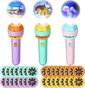 EPT Customizable Logo Educational Toys Fruit Animal Cartoon Baby Sleeping Story Book Children's  Flashlight Projector Kids