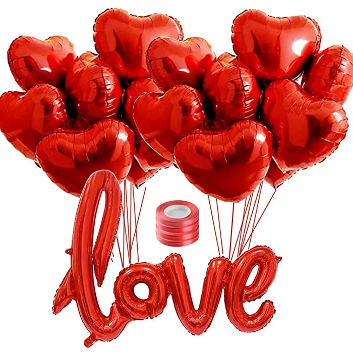 18inch Pure Color Balloons Love Red Heart Balloon Good Happy Birthday ...