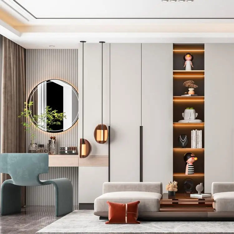 Kuku 2025 Best Sellerwooden Four Door Wardrobe with Drawers Bedroom Furniture