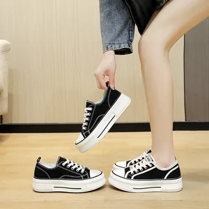 Classic Versatile Canvas Shoes for Women Summer Elevated Thick Sole Student Fashion Board Shoes Breathable Sports Shoes
