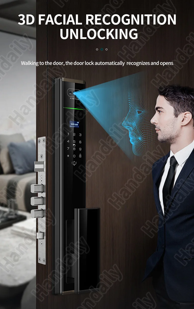 handaily video intercom tuya palm vein smart door lock smart door lock fingerprint password cerraduras for main gate p70-2