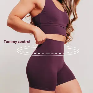 2023 Designer Custom Logo V Front High Waist Breathable Shaping Gym Fitness Shorts Tight Sport Yoga Pants Biker Shorts