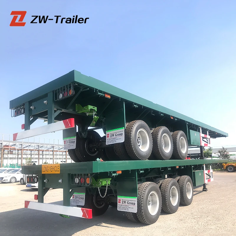 3 Axle 20ft 40ft Container Chassis Transport Flat Bed Flatbed Semi