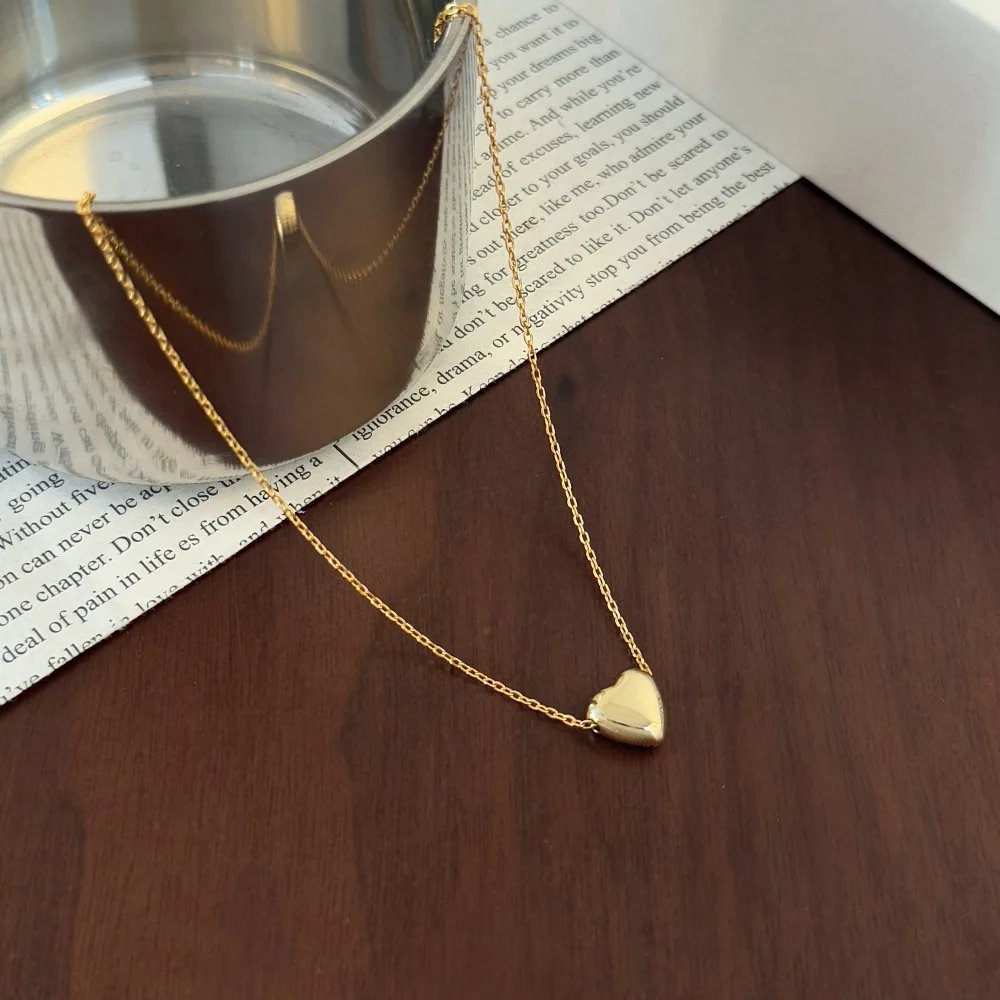 KAKODIY Simple Elegant Design Beautiful 925 Sterling Silver Rhodium Plated 18K Gold Plated Chain Glossy Heart Love Pendant Necklace detail 8