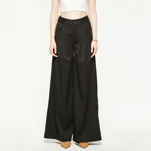 2026 Summer High-Waist Drape Pants for Women High-Grade Original Design Black Casual Wide Leg Pants