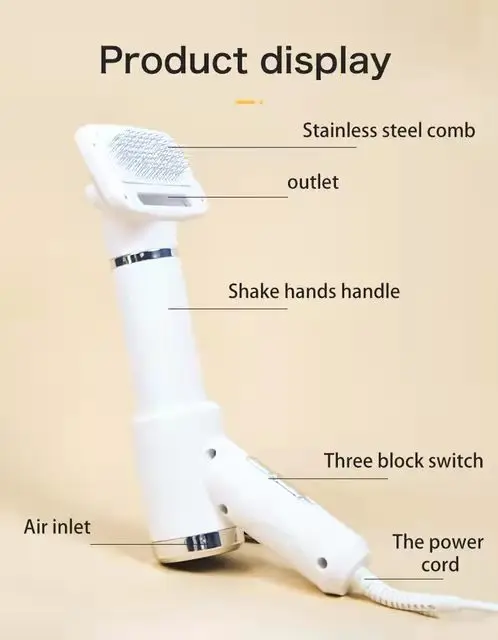 2 in 1 Private Label Pet Cleaning Electric Hair Dryer Slicker for Dog Cat Grooming Slicker of Combing and Drying