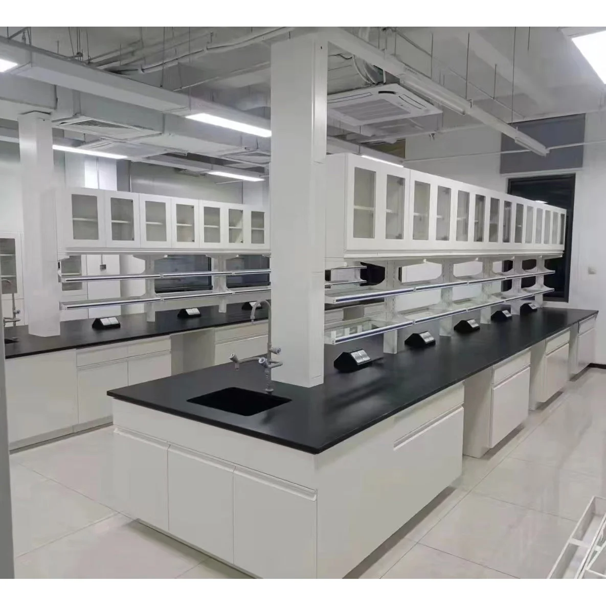 High Grade Modular Lab Furniture with Movable Lab Bench Casework Metal Cabinet with Wheel