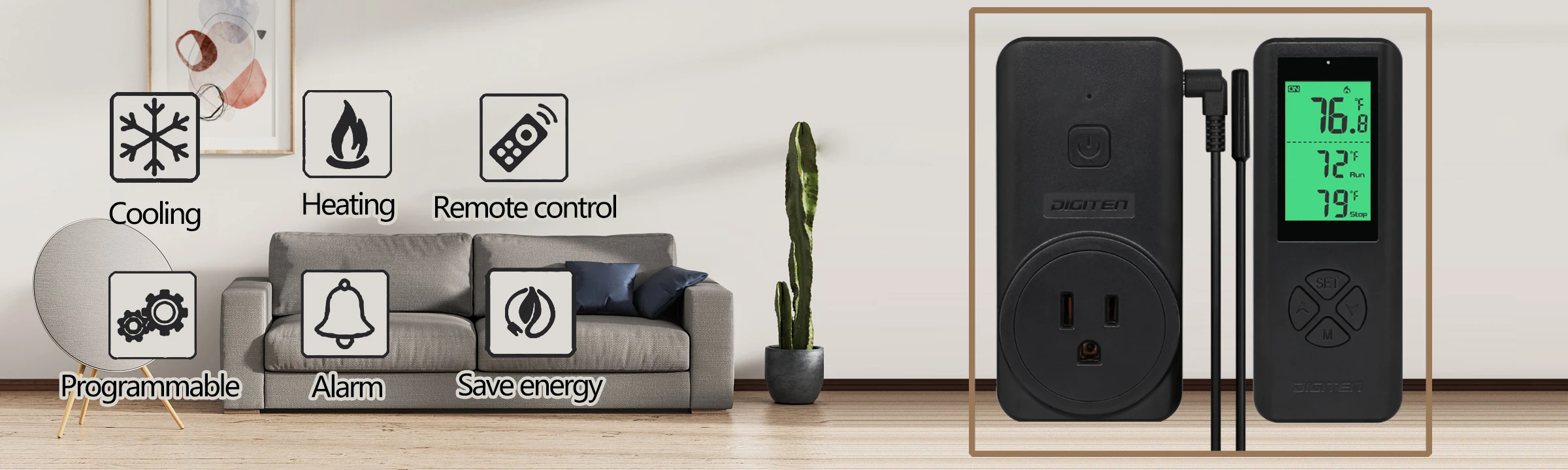 Digiten Wtc200 Wireless Thermostat,Temperature Controller With 2m/6ft