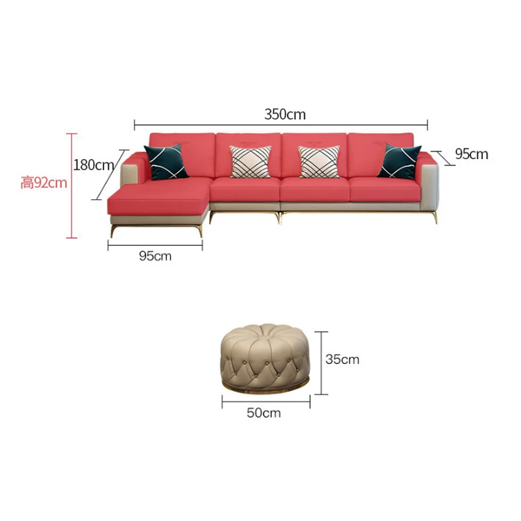 Modern Luxury Simple Sectional Leather L Shaped Couch Sofas Living Room  Corner Sofa Furniture