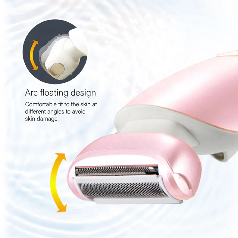 Электрическая бритва для женщин, Женская бритва для удаления волос на теле, для ног и подмышек, триммер для зоны бикини, для влажной и сухой уборки со светодиодной подсветкой