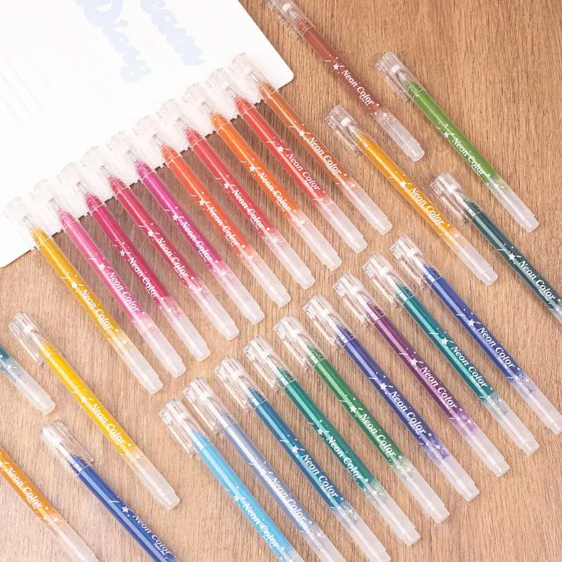 KAIX Professionelles Set aus Metallic-Neon-Glitzer-Gelstiften für Malbücher für Erwachsene, Scrapbooking, 1,0 mm, sanftes Schreiben, Schule_voghion.com