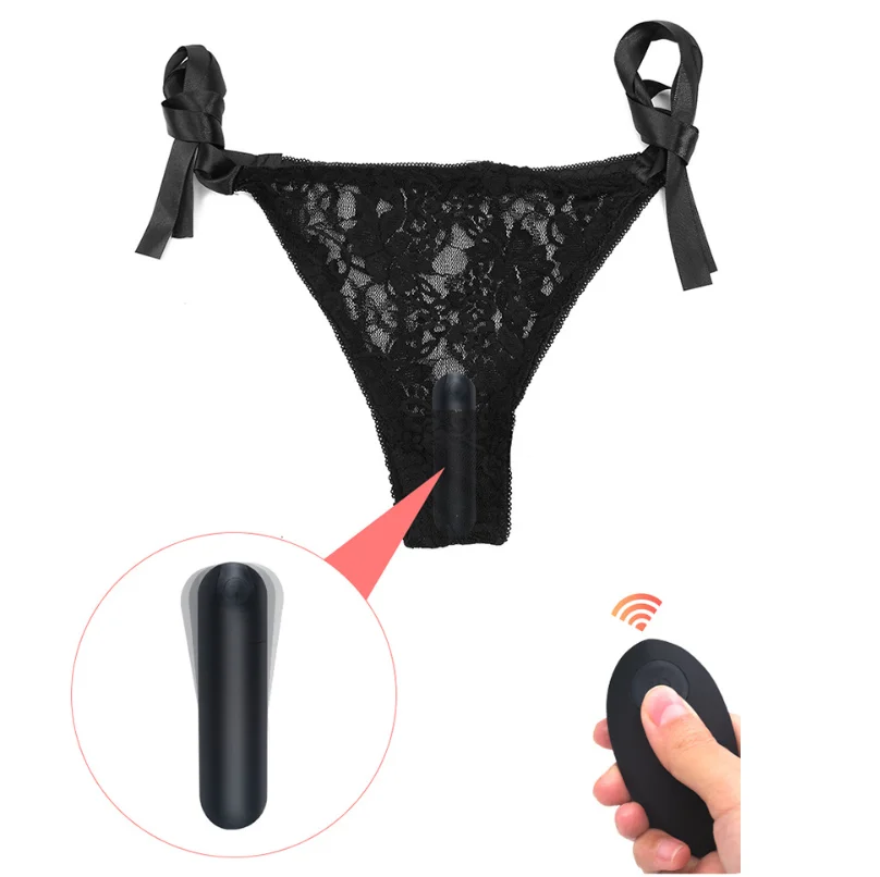 Lesbos uses thong on vibrator to make out