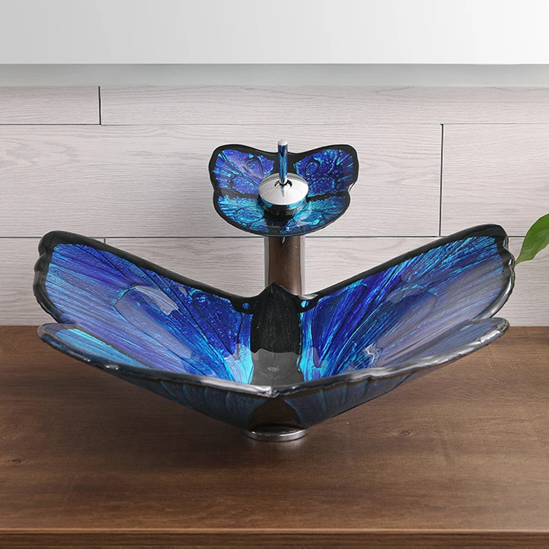 Bits and Pieces - Indoor/Outdoor Iridescent Glass Butterfly Fountain - Zen Tabletop Water Fountain