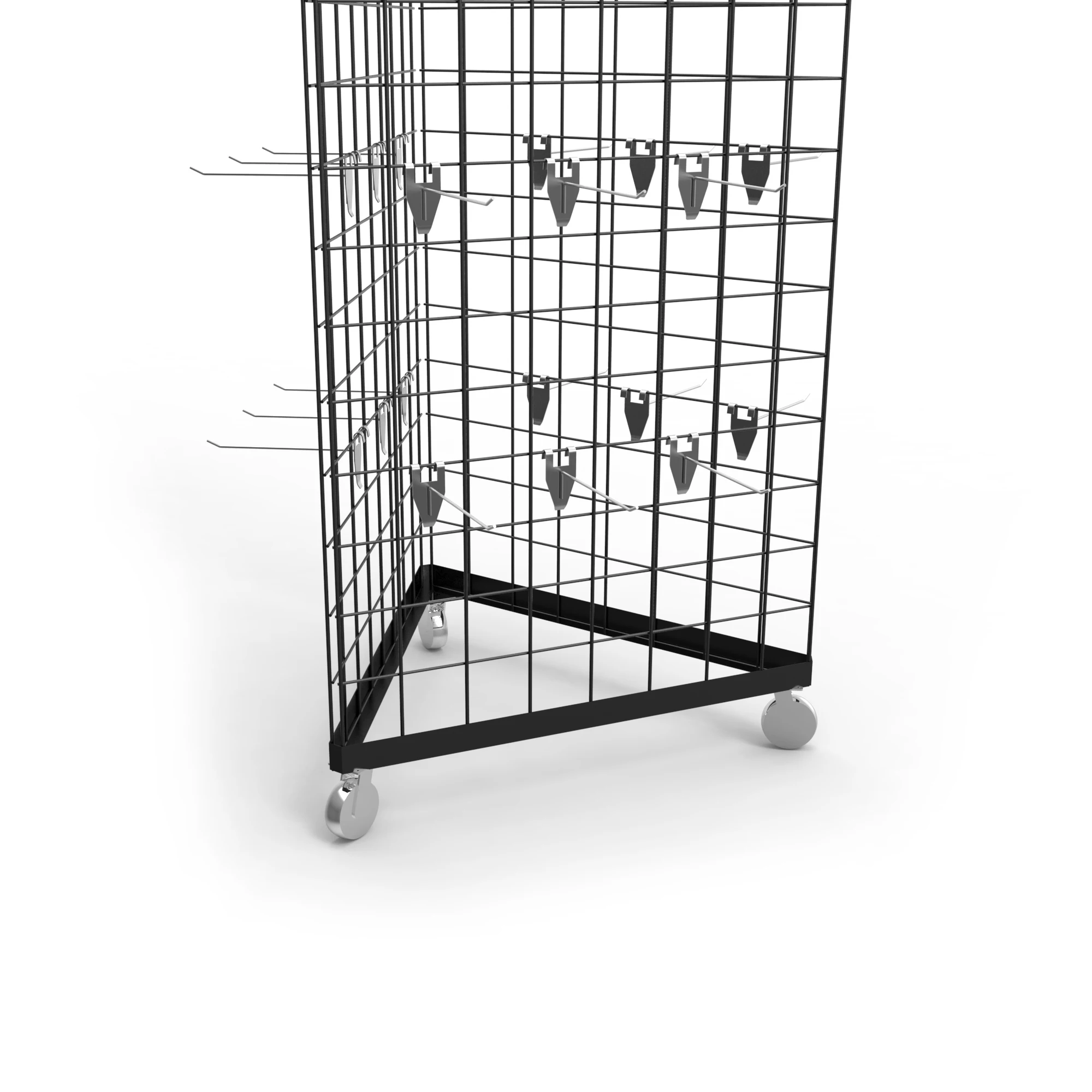 Custom Sign Triangle Grid Tower Mobile Display Stand Gridwall Display Rack  with Wheels