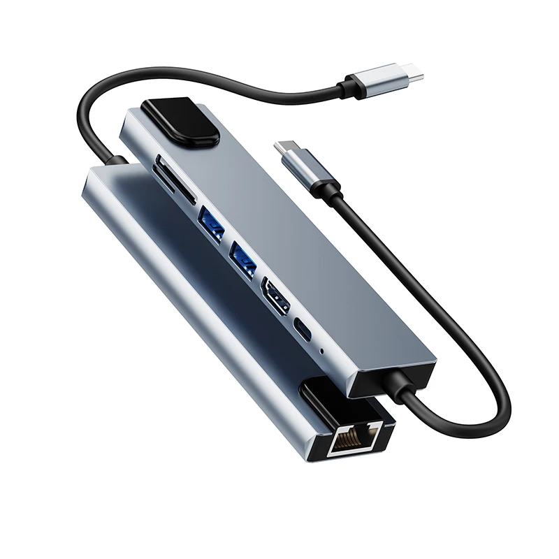 8 в 1 USB-концентратор типа C с Gigabit Ethernet 8-портовый USB-адаптер док-станции для ноутбуков MacBook Pro Air