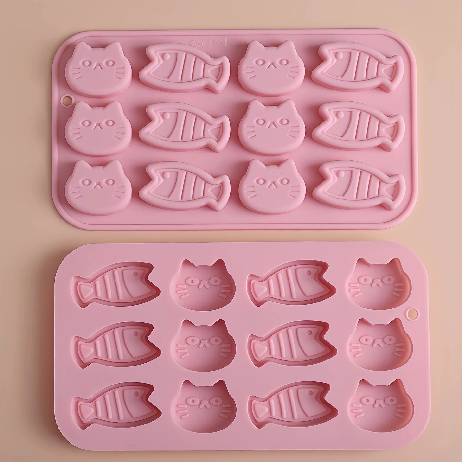 12-Grid Kitten and Fish Shaped Silicone Baking Tools Resin Cake Mold for Chocolate and Cake Decorations factory