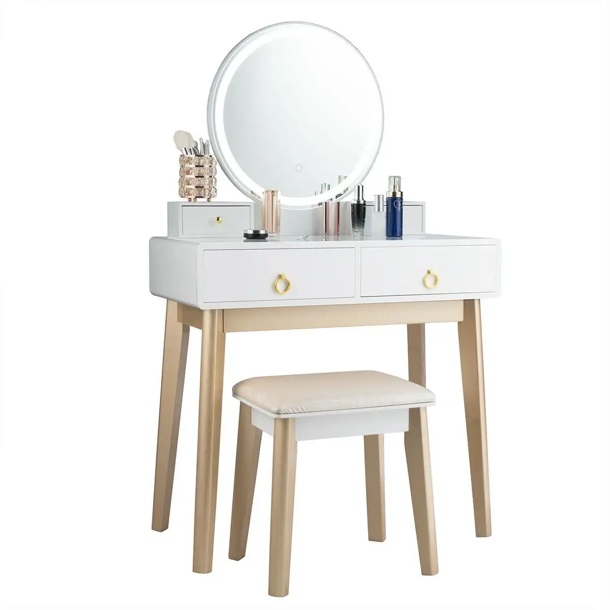 Sales New product Dresser with Mirror 3 Color Lighting Vanity Set