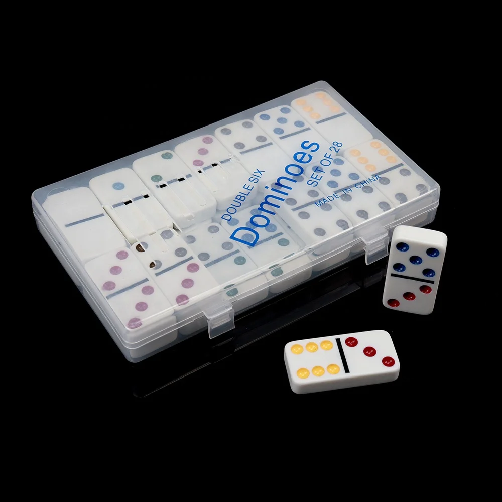 Profesional Manufacture Colored Dots Dominoes with Transparent Plastic Cheap Kids Toy Factory for Indoor Funny Game