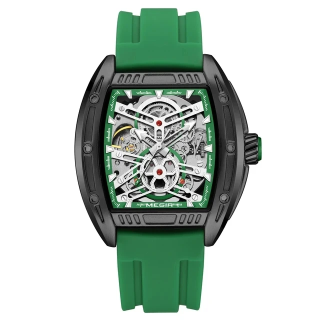 MEGIR Hollow Out Design Automatic Watch for Men  Movement Sapphire Mirror Tungsten Steel Skeleton Men's Watch dropshipping