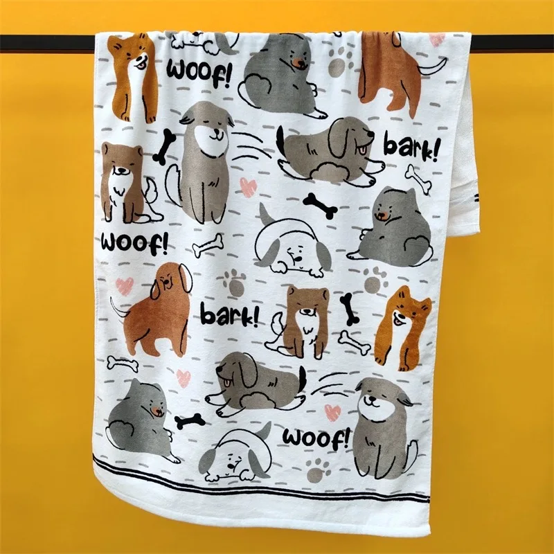 Customized 100*180cm Microfiber Cartoondog Series Beach Towel Thickened Bath Towel and Compressed supplier