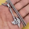 Cadena de acero para hacha nueva, color plata.