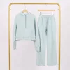 Powder blue hooded half-pull sweat pants set
