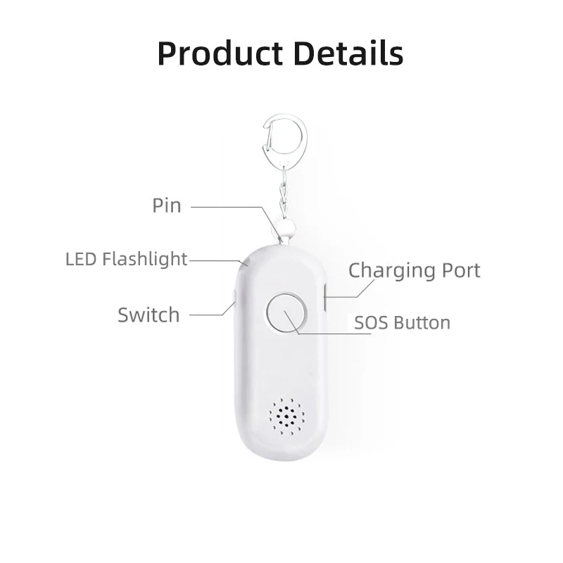 Personal Alarm 130DB Panic Button Alert Security Keychain