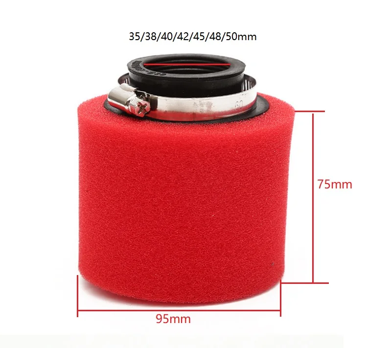 Мотоциклетные прямые изгиб локтевого шеи губка очиститель карбюратора воздушный фильтр для Мопед Скутер ATV Байк