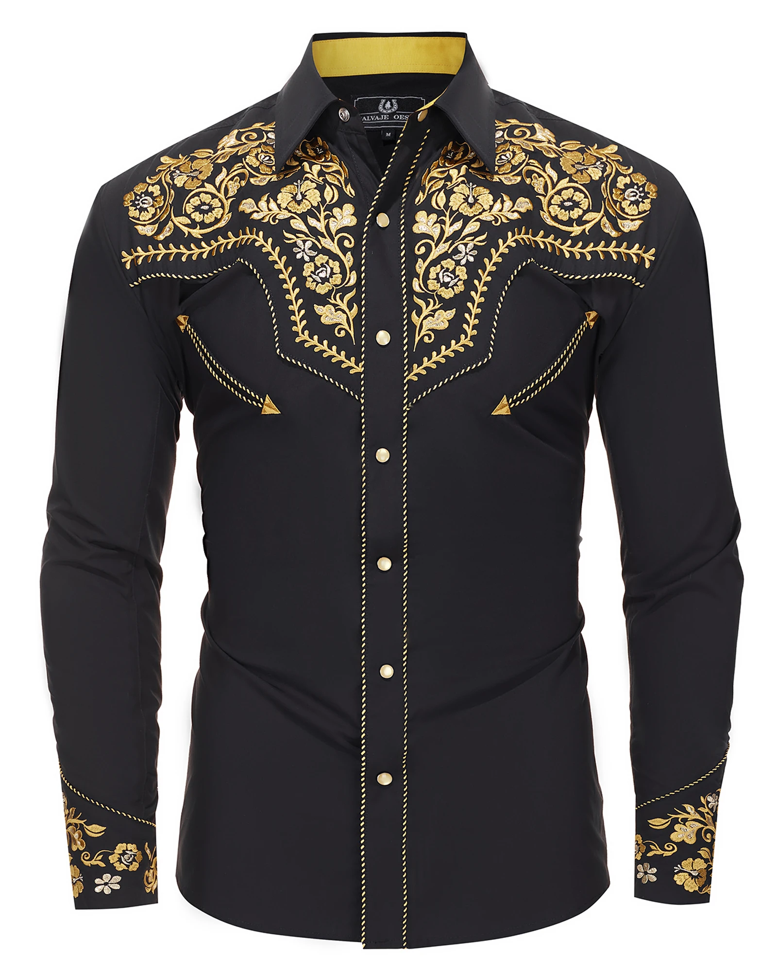 Men's Western Cowboy Shirt Long Sleeve Slim Fit Embroidered Fashion ...