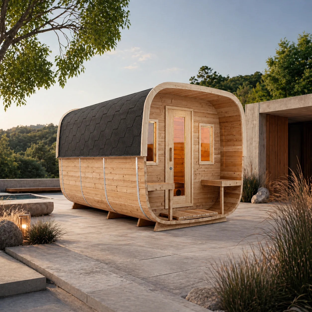 ODM OEM Modern Leisure Centre Sauna Outdoor Steam Room Outdoor Cedar Sauna