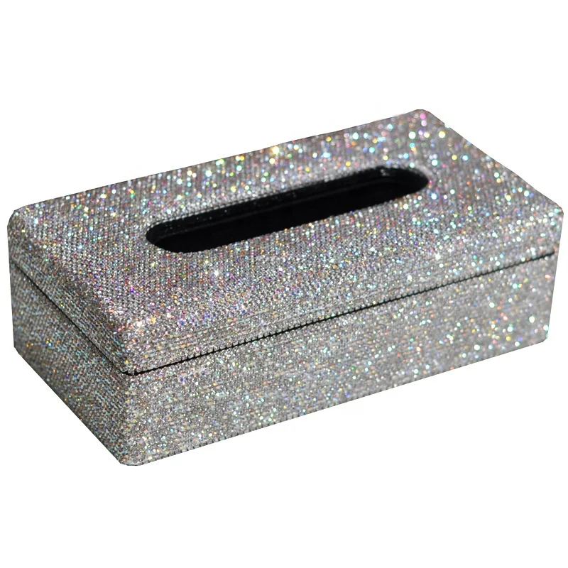 High quality paper napkin holder car interior diamond tissue box customized rhinestone boxes