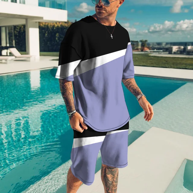 2023 Newest Men T Shirt Set 3D Print Cool Men's Clothes Outfits Casual Beach Shorts Suit Street Popular Tracksuit 2222_voghion.com