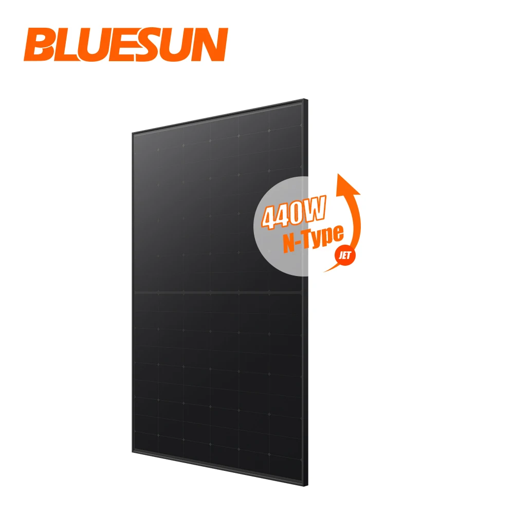 Bluesun Bifacial 440w Topcon All Black Solar Panel,Double Glass Hot ...