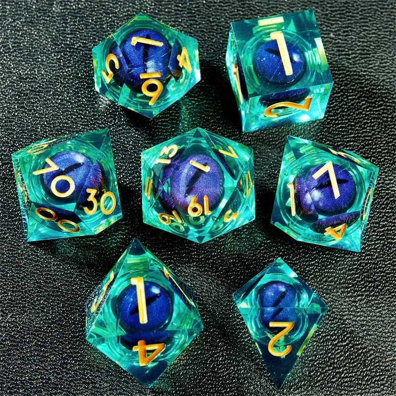 Customized Polyhedral Dice With Rolling Eyeballs,Resin Dnd Rpg,7 Pieces ...