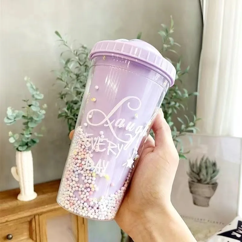 550ml Travel Mug With Straw Reusable Smoothie Plastic Iced Tumbler  Double-walled Ice Cold Drink Coffee Juice Tea Cup - Buy 550ml Travel Mug  With Straw Reusable Smoothie Plastic Iced Tumbler Double-walled Ice