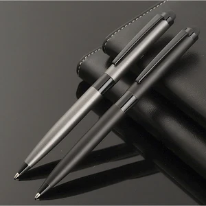 High Quality Luxury Office Stationery Twist Matte Black Customized Logo Metal Ball Pen Stylus Touch Screen Pen for Phone