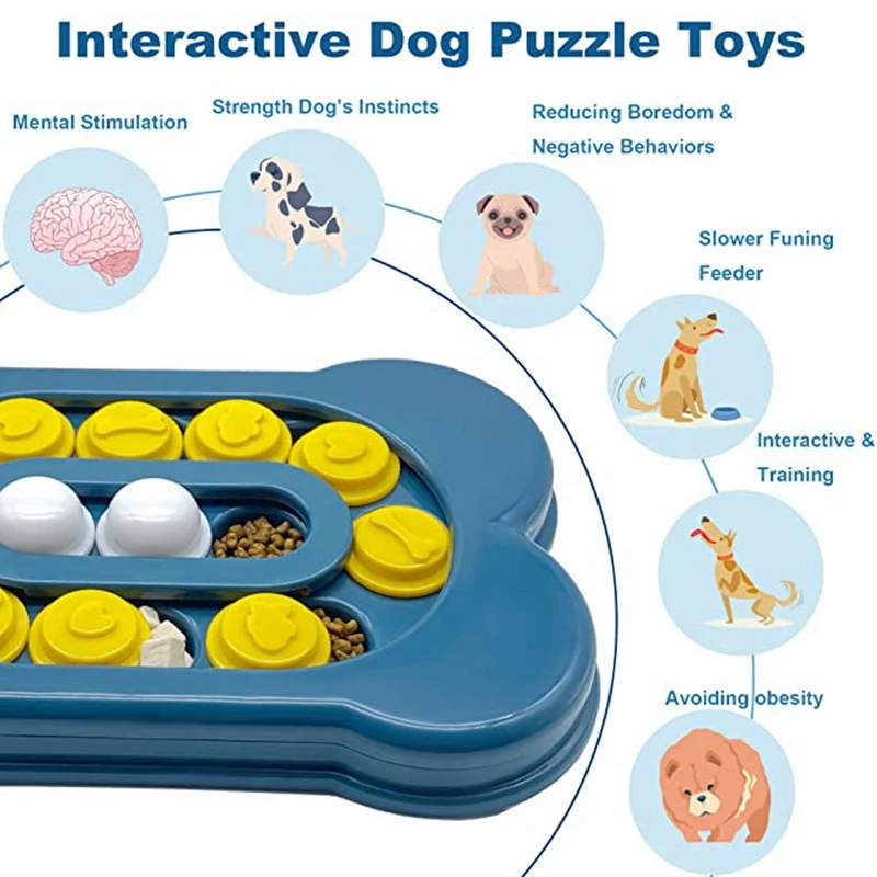 difficulty-level Adjustable] Dog Puzzle Toys Asbtos Interactive Dog Toys  For Iq Training & Mental Enrichment Bone Shape Dog Enrichment Toy Gifts For
