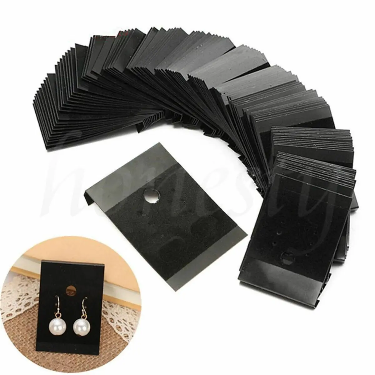 Professional Plastic Earring Studs Holder Display Hang Cards Black 100pc 