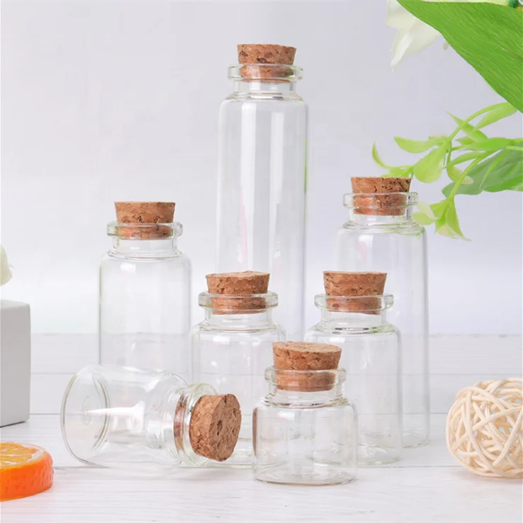 wholesale wishing bottle candy bottle cork stopper clear glass tubular  bottle for sale