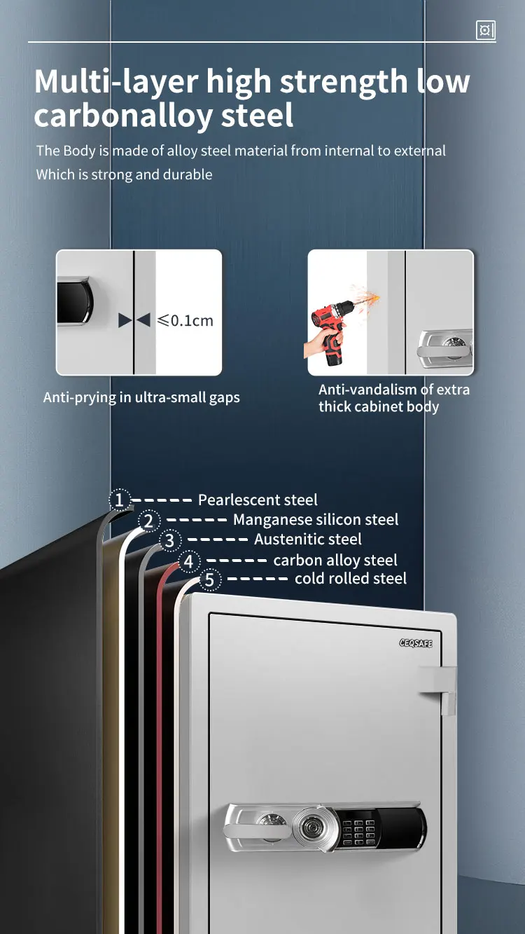 CEQSAFE Home Bank Use Mechanical Metal Security Steel Fire Proof Box Smart Safe Box supplier