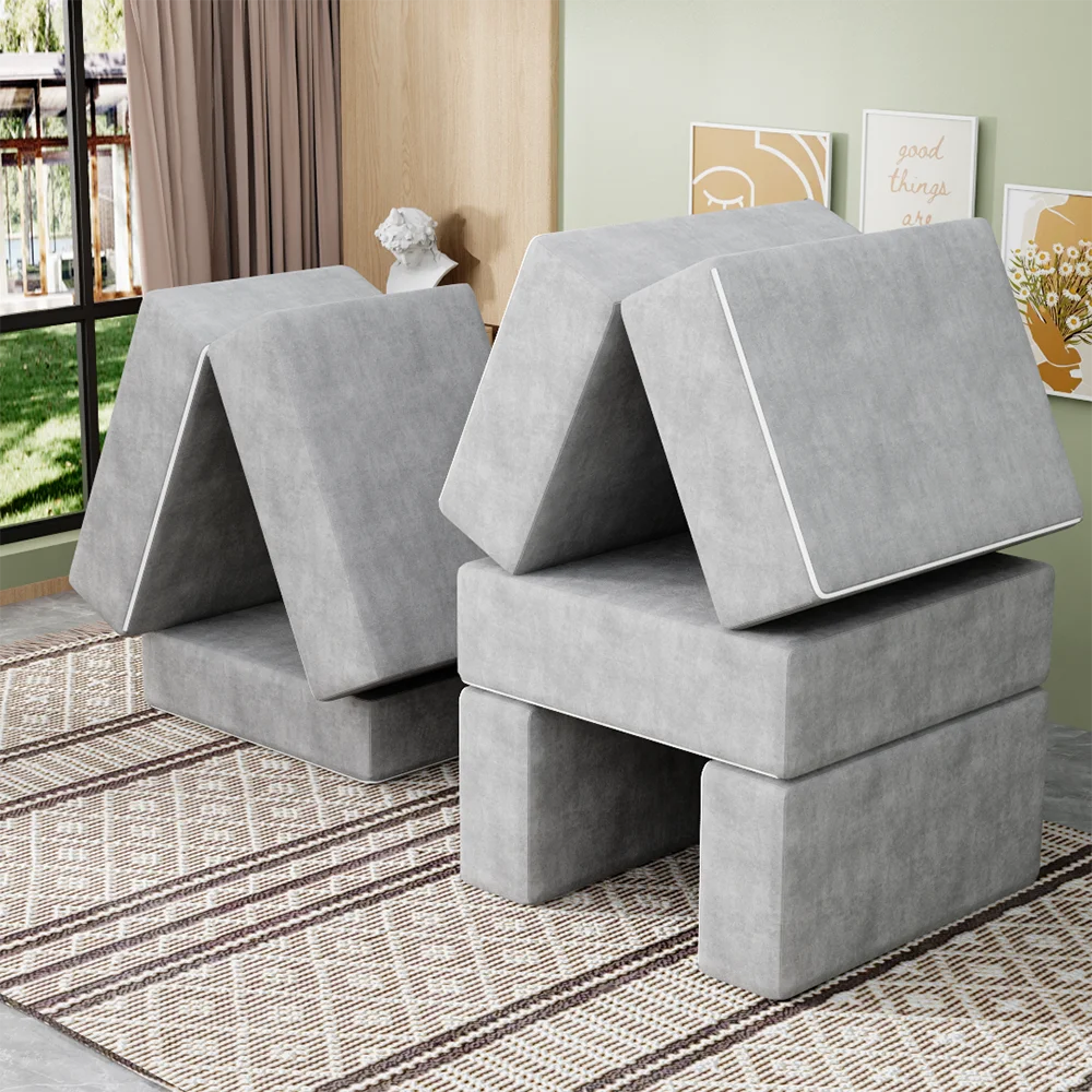 New Design Convertible Sofa Bed with 12pcs Foam Shapes Removable Washable Sofa Cover for Living Room Furniture Sofa