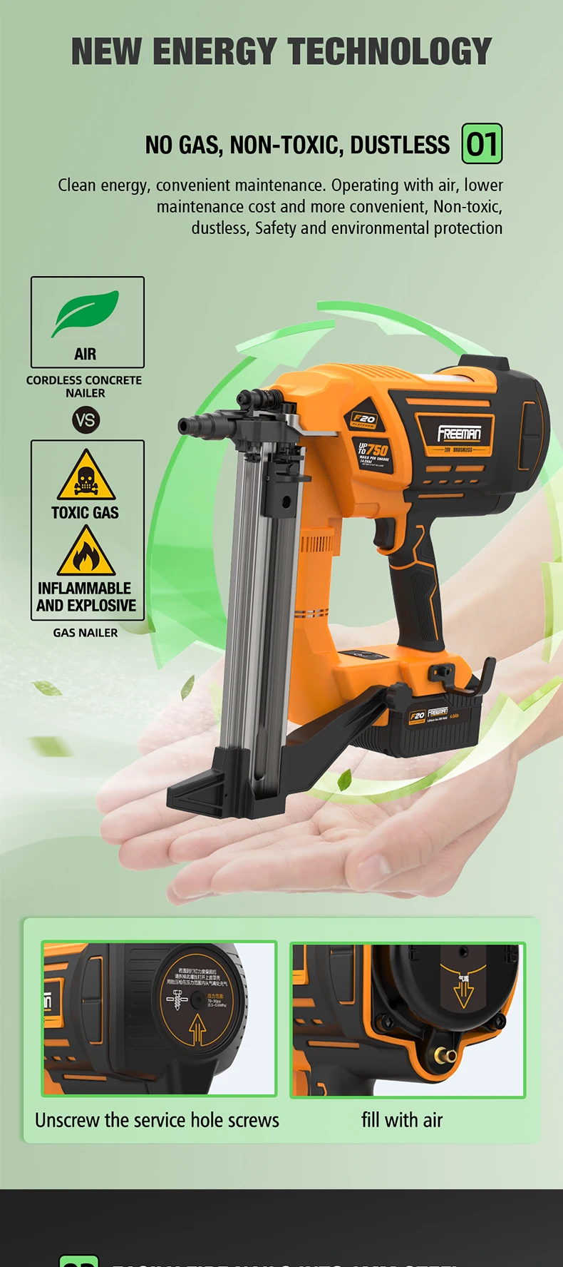 Freeman Ld40 20v Brushless Lithium Ion Battery Power Tools Electric